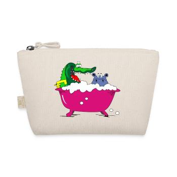 hippo bathtub crocodile bath kids baby - Organic Pouch - nature - Front