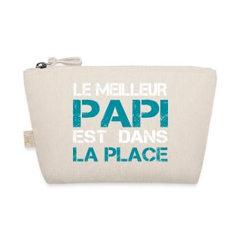Le Meilleur Papa en Typo Distressed Turquoise - Trousse biologique - nature - Devant