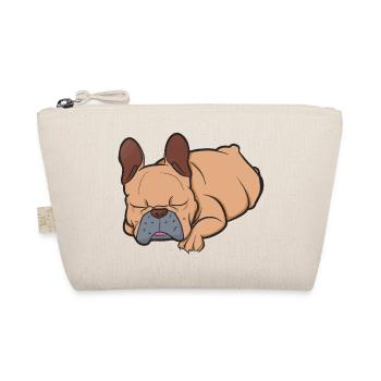 Schlafende Französische Bulldogge Faulenzer - Bio-Täschchen - Natur - Vorne