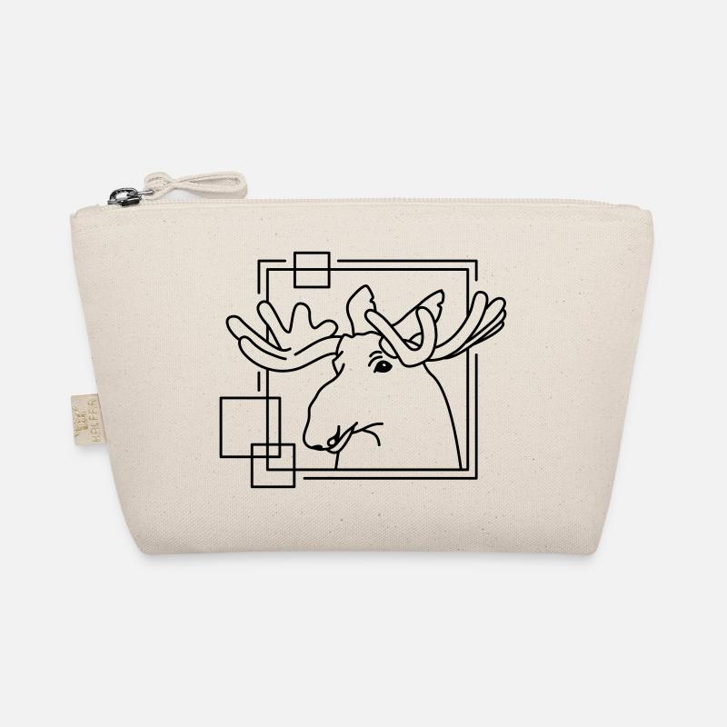 Moose in Geometric Shape - Line Art Design Organic Pouch