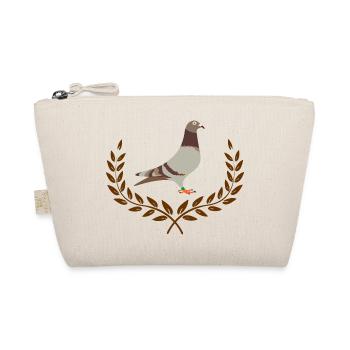 Red brown carrier pigeon in half laurel wreath logo - Organic Pouch - nature - Front