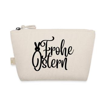 Frohe Ostern, Ostergruß mit Hase, Osterdesign - Bio-Täschchen - Natur - Vorne