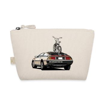 Delorean with old school 80s BMX on the rear - Organic Pouch - nature - Front