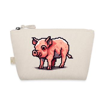 Schwein als Sau in 16 Bit Pixelart - Bio-Täschchen - Natur - Vorne