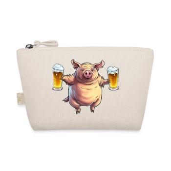 Lustiges fettes Schwein mit Bier - Bio-Täschchen - Natur - Vorne