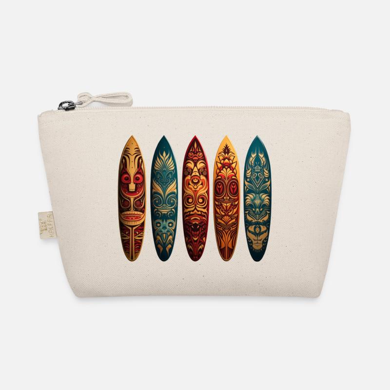Polynesian art on different surfboards Organic Pouch