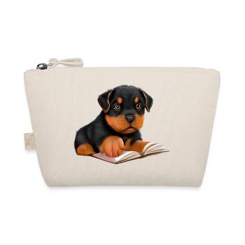 Rottweiler Dog Read Book Dogs Rottweiler Puppy - Organic Pouch - nature - Front