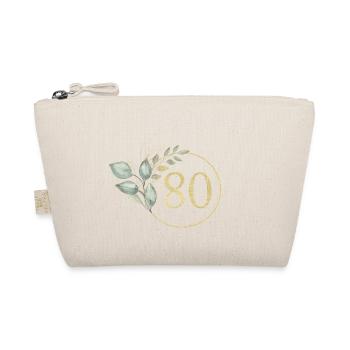 Zahl 80, Eukalyptus-Kranz, personalisierbar - Bio-Täschchen - Natur - Vorne