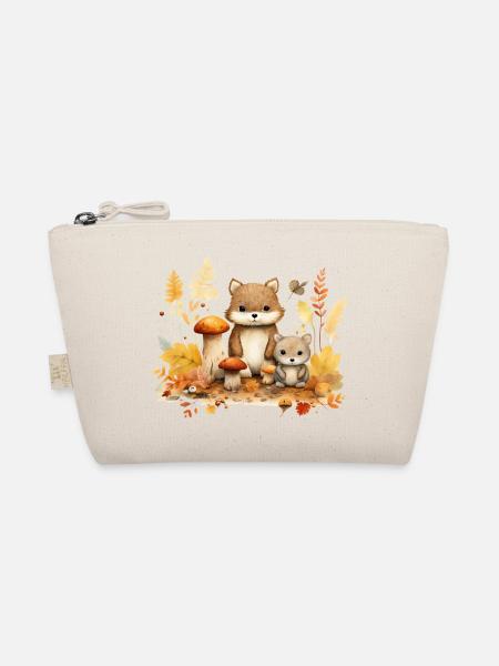 Autumn Forest Animal Lovers: Mushrooms & Leaves Child - Organic Pouch - nature - Front