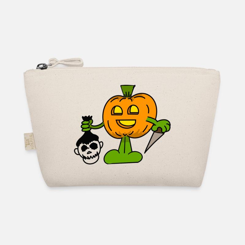 Jack O'Lantern Kürbis Killer mit Messer Halloween Bio-Täschchen