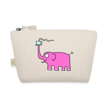 Pink elephant with coffee - Organic Pouch - nature - Front