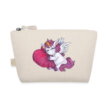 Schlafendes Einhorn Herz Kissen Einhornliebhaber - Bio-Täschchen - Natur - Vorne