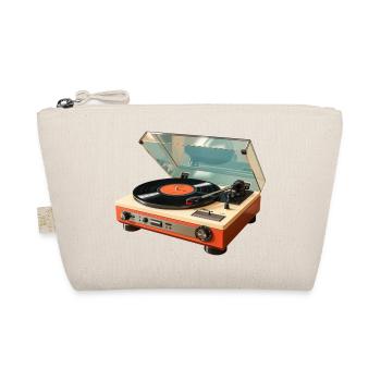 Retro Plattenspieler 60er 70er Jahre Vinyl Vintage - Bio-Täschchen - Natur - Vorne