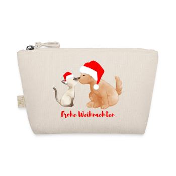 Hund und Katze - Frohe Weihnachten - Bio-Täschchen - Natur - Vorne