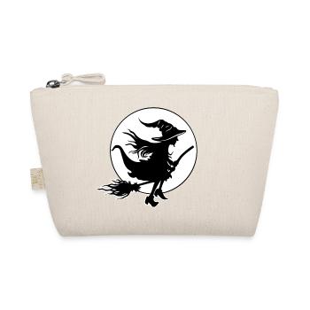 Jeune sorcière devant la pleine lune motif d’Halloween - Trousse biologique - nature - Devant