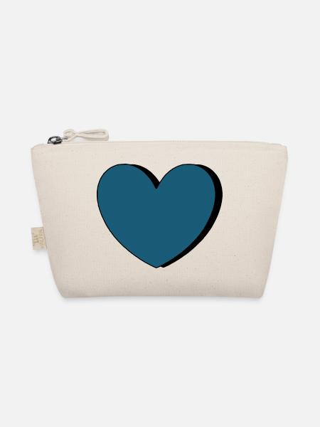 blaues Herz Valentinstag Geschenk - Bio-Täschchen - Natur