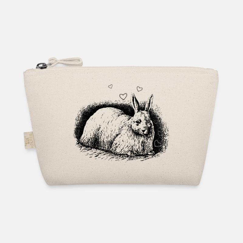 Lapin rétro avec coeurs noir Trousse biologique