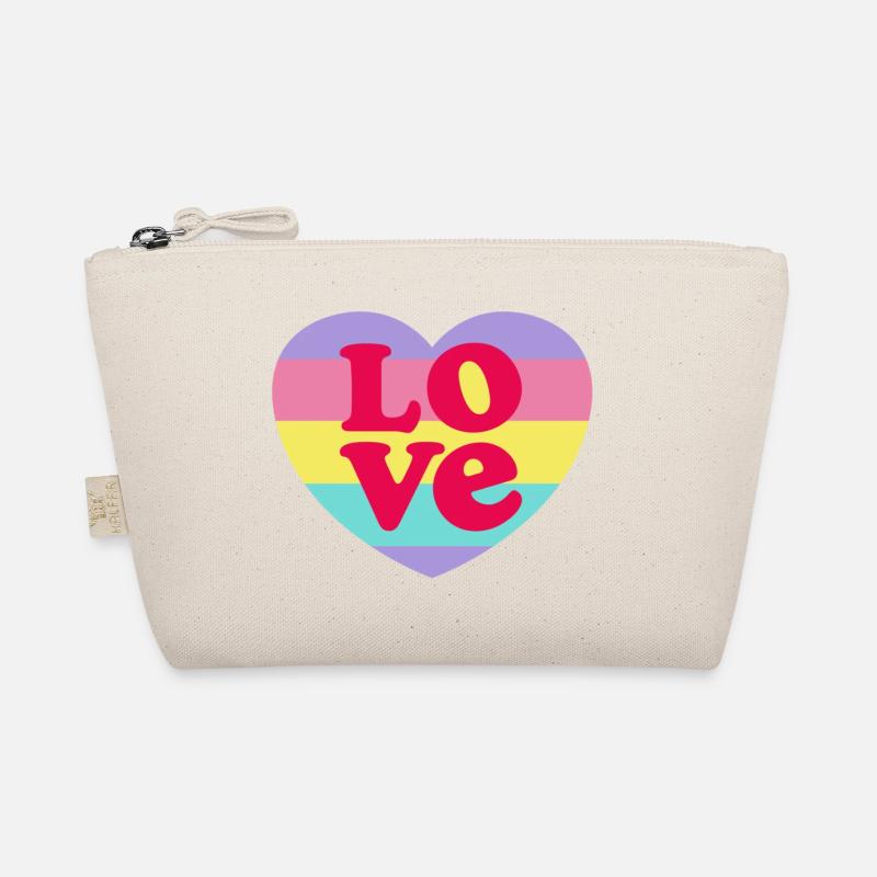 LOVE rainbow heart Liebe regenbogen herz - Bio-Täschchen - Natur