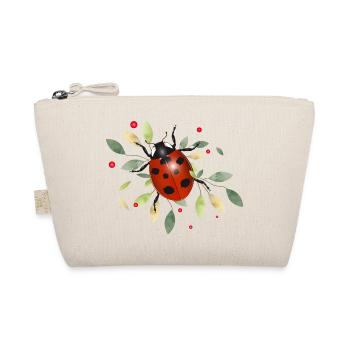 red glowing ladybug with green leaves - Organic Pouch - nature - Front