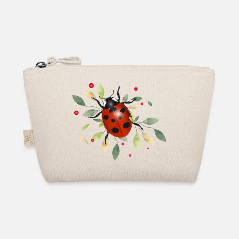 red glowing ladybug with green leaves Organic Pouch