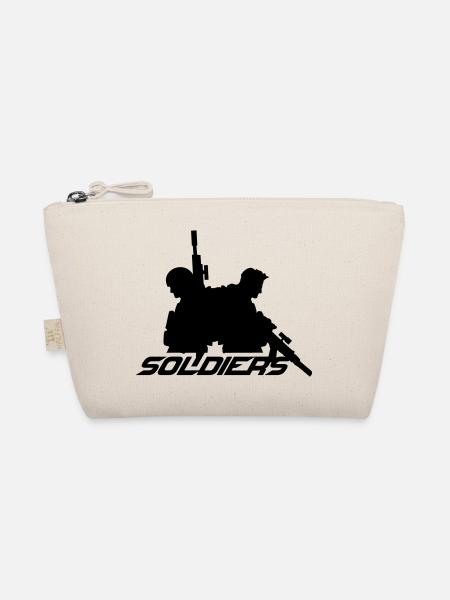 2 Soldaten, Besatzung, Kriegsteam, Freiheitssoldat, Kämpfer - Bio-Täschchen - Natur - Vorne
