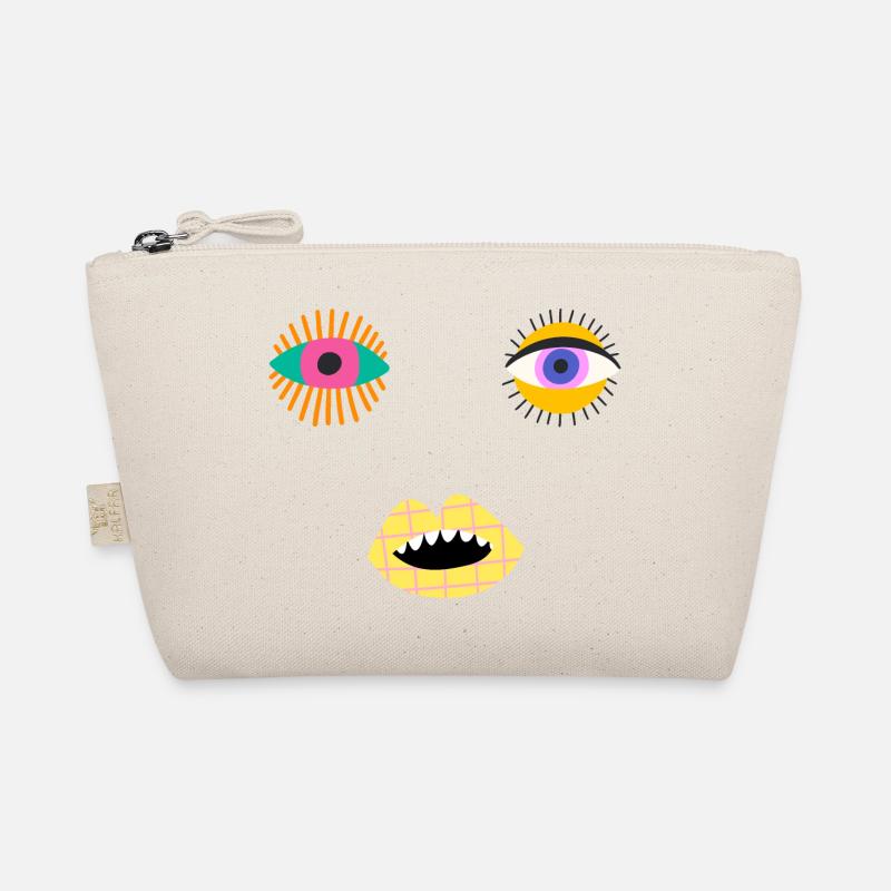 EVIL EYES Colorful Abstract Face Organic Pouch