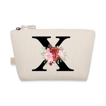 Roter floraler x-Buchstabe - Bio-Täschchen - Natur - Vorne