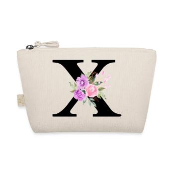 Purple floral x letter - Organic Pouch - nature - Front