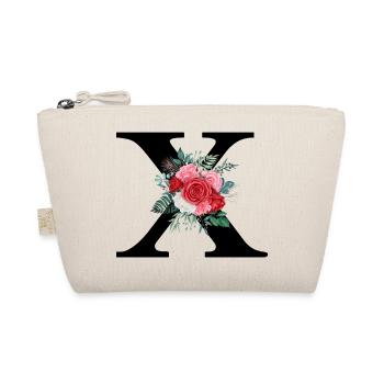 Roter floraler x-Buchstabe - Bio-Täschchen - Natur - Vorne
