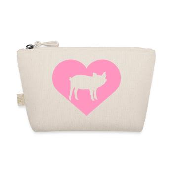 I Love Pigs Heart Piggy Silhouette Love - Organic Pouch - nature - Front