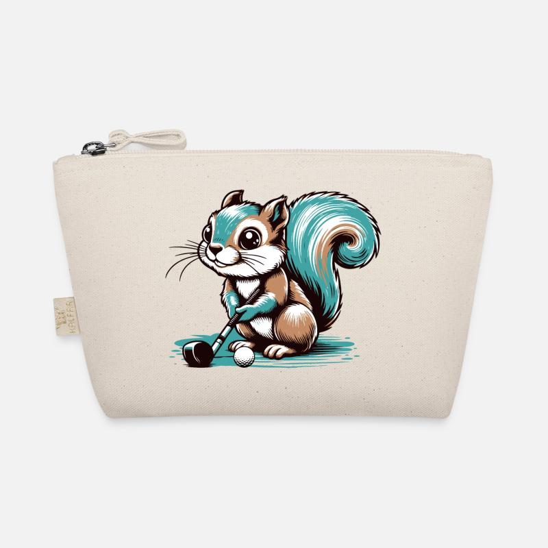 Mignon écureuil de dessin animé jouant au golf Trousse biologique
