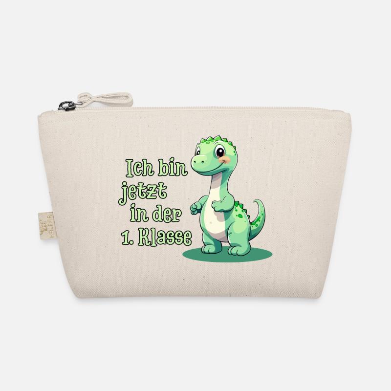 Erster Schultag mit Baby Dino - Bio-Täschchen - Natur