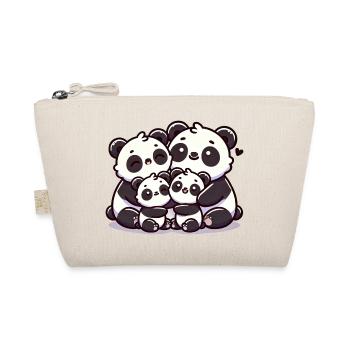 Panda Family Mother And Father With Two Children - Organic Pouch - nature - Front