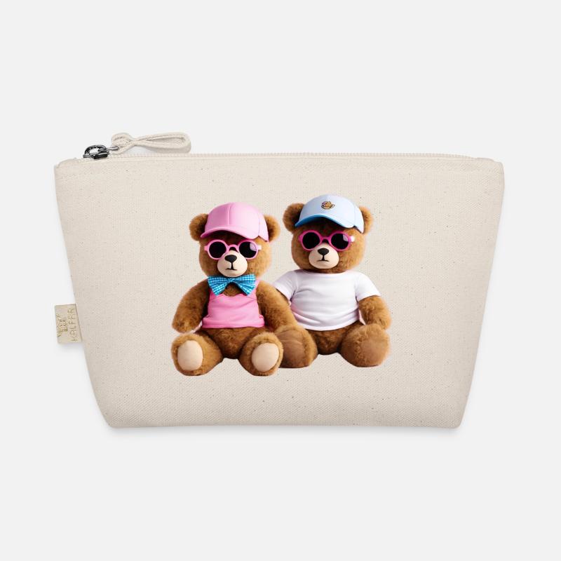 Coole Teddys Couple - Bio-Täschchen - Natur