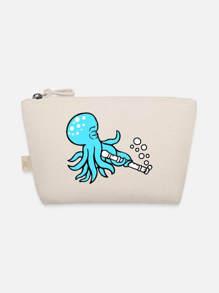 Oktopus Flöte Musik spielen Bläschen unter Wasser - Bio-Täschchen - Natur