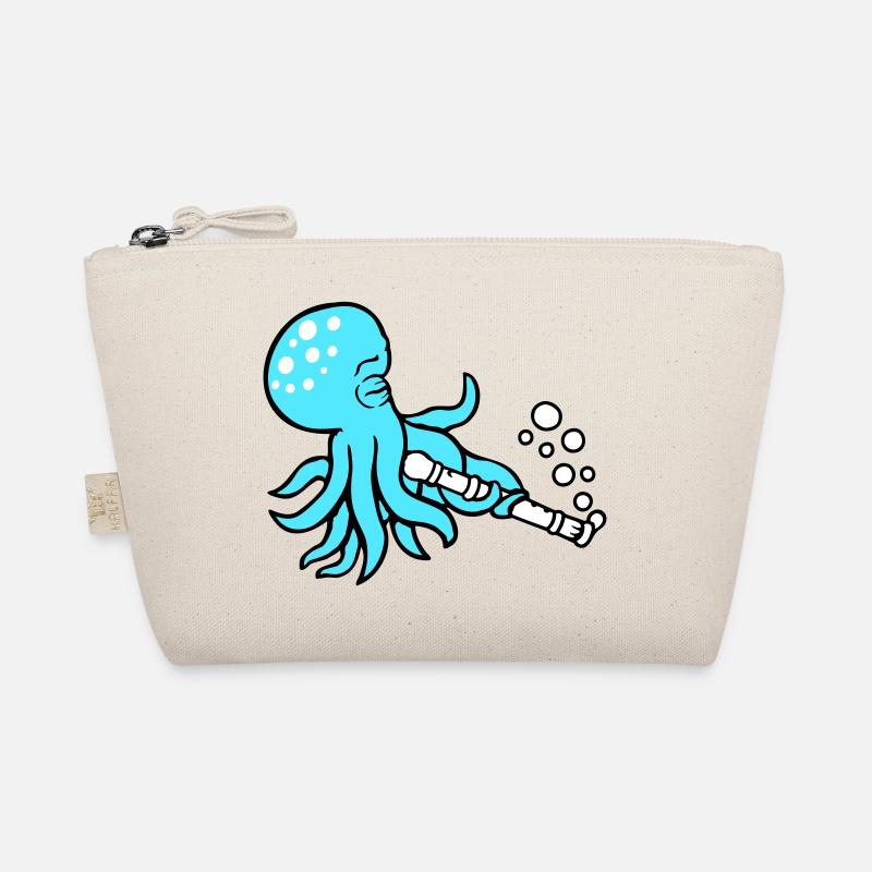 Oktopus Flöte Musik spielen Bläschen unter Wasser - Bio-Täschchen - Natur