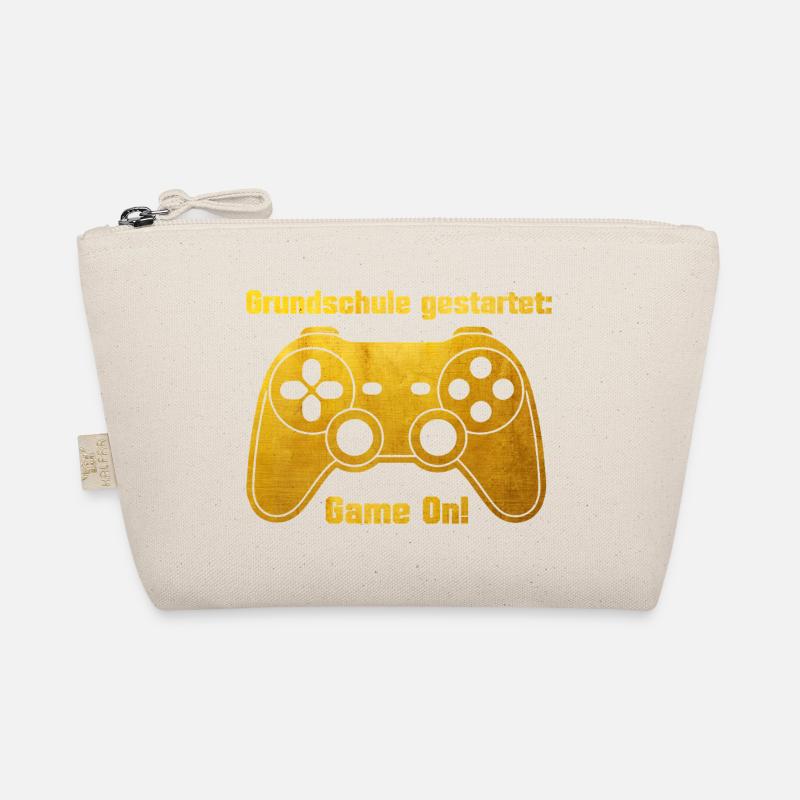 Einschulung - Game on - Spielkonsole - goldfarben - Bio-Täschchen - Natur