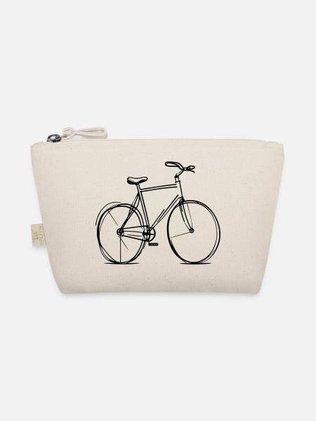 Bicycle Line Drawing Wheel Bike (Color Changeable) - Organic Pouch - nature - Front