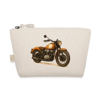 Moto vintage orange et crème stylisée - Trousse biologique - nature - Devant