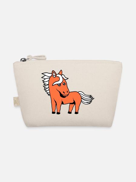 Pferd Süß Pony Fohlen Pferdemädchen Niedlich Comic - Bio-Täschchen - Natur - Vorne