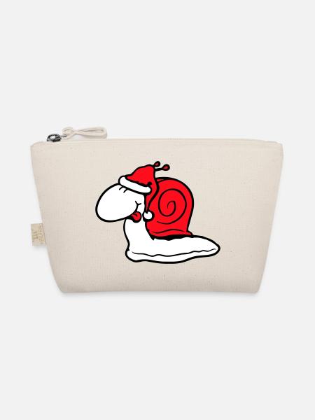 Snail Santa Claus Christmas Hat Gift - Organic Pouch - nature - Front