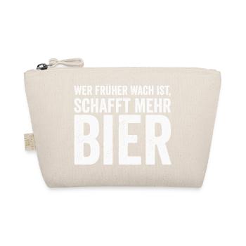 Bier Spruch in Weißer Vintage Schrift - Bio-Täschchen - Natur - Vorne