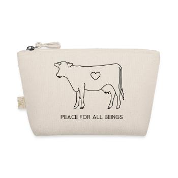 Peace for All Beings – Fine Line Cow - Organic Pouch - nature - Front