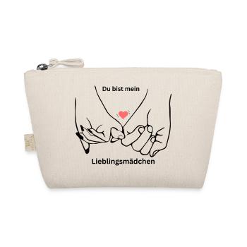 Lieblingsmädchen – Hände mit kleinem Finger & Herz - Bio-Täschchen - Natur - Vorne