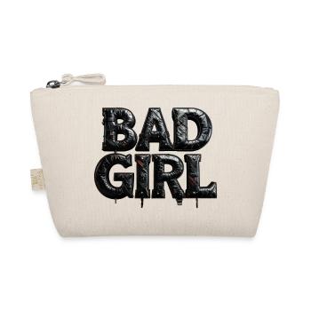 Bad Girl – 3D Buchstaben im schwarzen Leder Look - Bio-Täschchen - Natur - Vorne