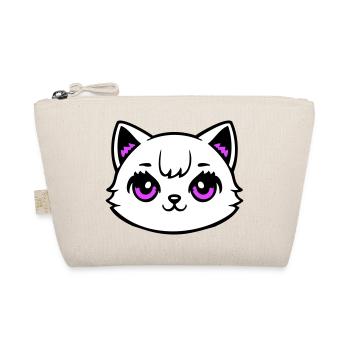 Cat Head Pink Eyes White Kitty Cute Kawaii Pink - Organic Pouch - nature - Front