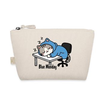 Schlafende Katze bei der Arbeit, blauer Montag - Bio-Täschchen - Natur - Vorne
