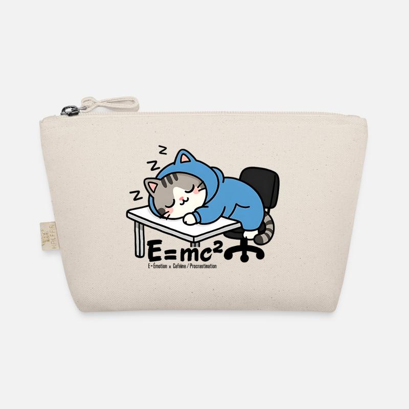E = mc² - Sleeper Cat in Blue Pyjamas - Organic Pouch - nature