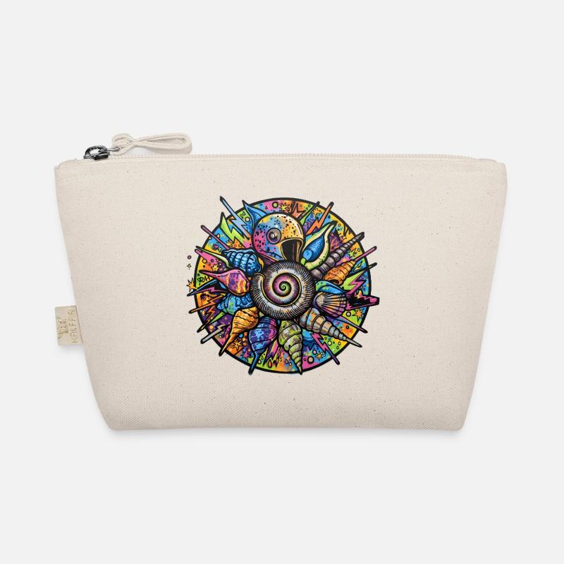 Psychedelische Muschelspirale Mandala - Bio-Täschchen - Natur
