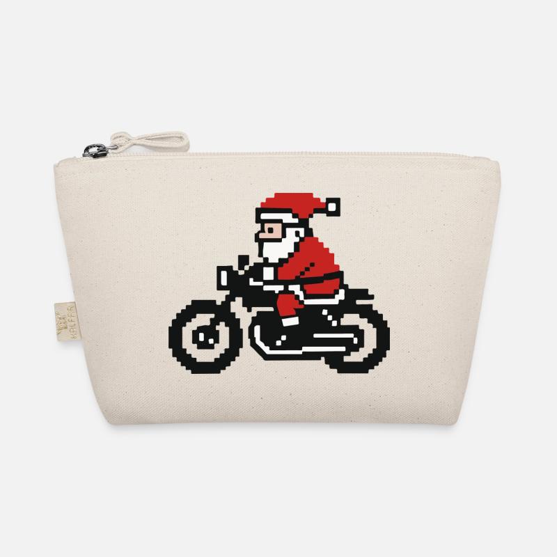 Ugly Christmas Sweater – Santa im Retro Pixel Stil - Bio-Täschchen - Natur